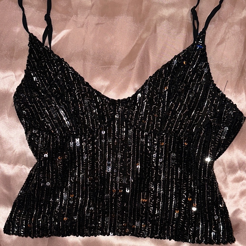 Vintage Zara Sequin Black Camisole Top